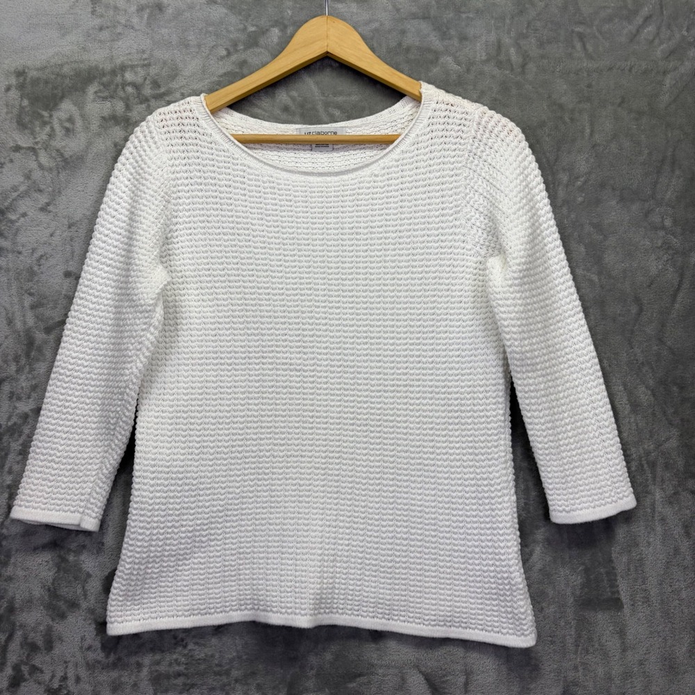 Not available Women Cream Sweater Size Large Cotton Nautical Fisherman Preppy